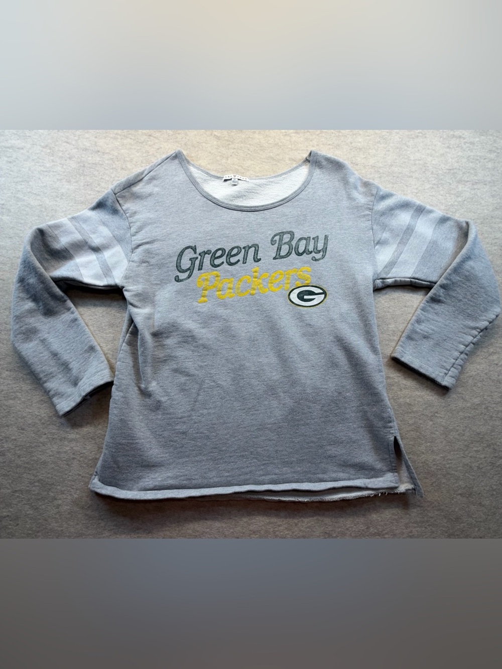 Green Bay Packers Junk Food Gray Varsity Sweatshirt Women’s XL NFL